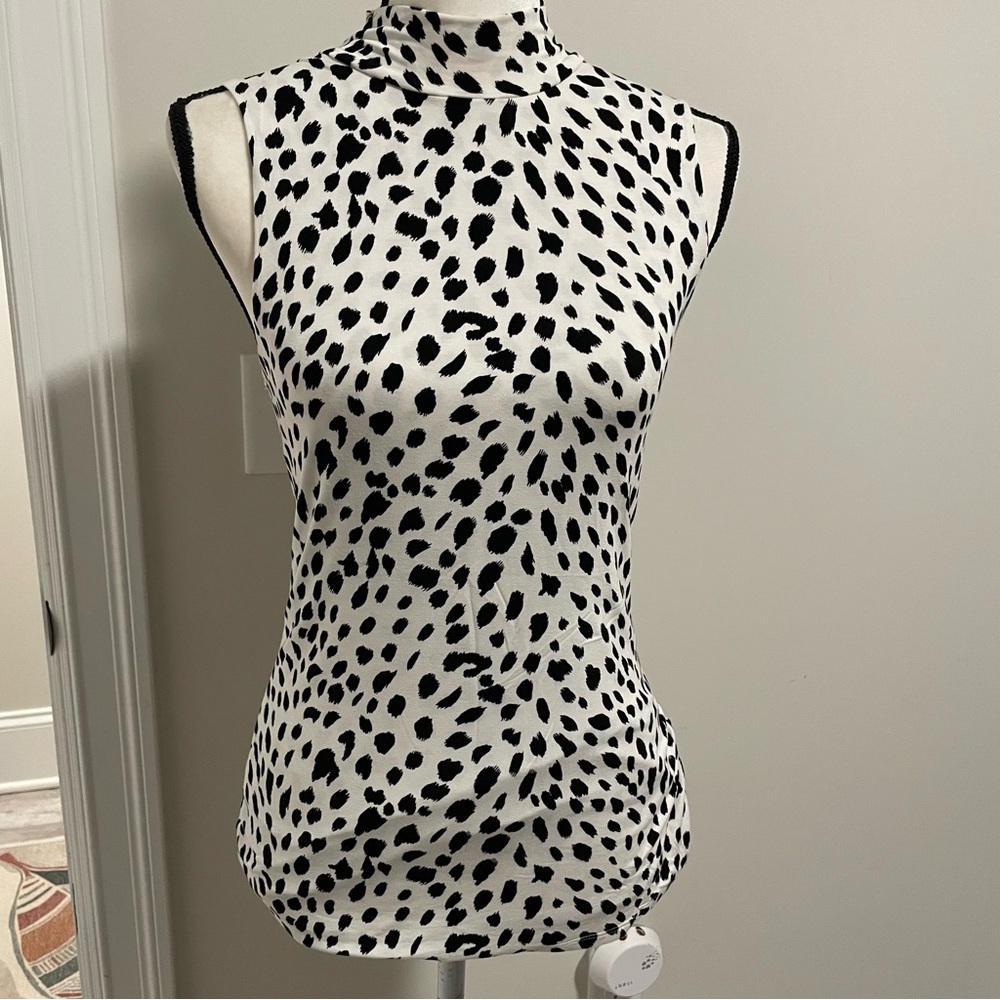 Express Black and White Animal Print mock neck tank